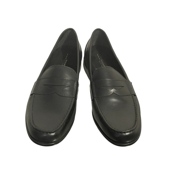 Men’s Rockport Walkability Trutech Black Faux Leather Penny Loafers Sz 9.5 Wide - Picture 1 of 10